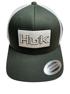 NWT Huk Bold Patch Trucker Hat Adjustable Green/white NWT NEW